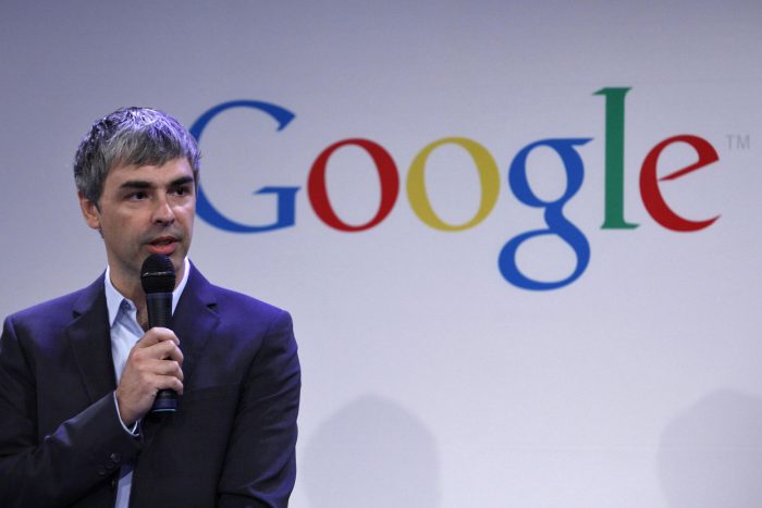 Google CEO Larry Page speaks during a press announcement at Google's headquarters in New York, in this May 21, 2012, file photo. Google Inc CEO Larry Page, absent from the Internet company's biggest public events for weeks, is recovering from an unspecified ailment that caused him to lose his voice and was in the office on Monday, Executive Chairman Eric Schmidt said. REUTERS/Eduardo Munoz/Files (UNITED STATES - Tags: SCIENCE TECHNOLOGY BUSINESS EDUCATION)